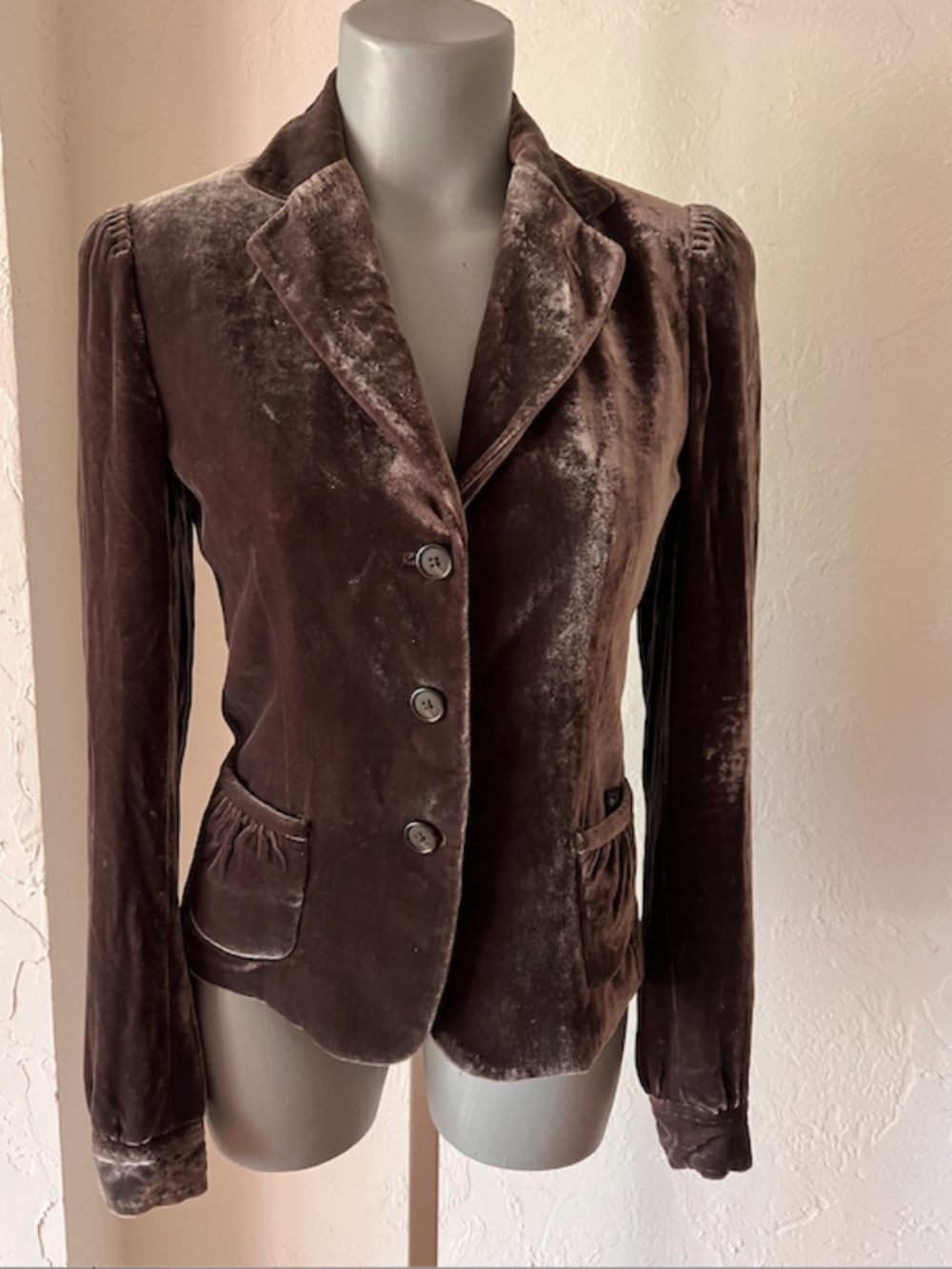 Elie TAHARI luxury  Velvet silk Women's blazer Jacket brown